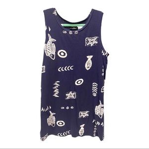 Tribal Fish Pattern Beach Cover Up Short Lightweight Dress